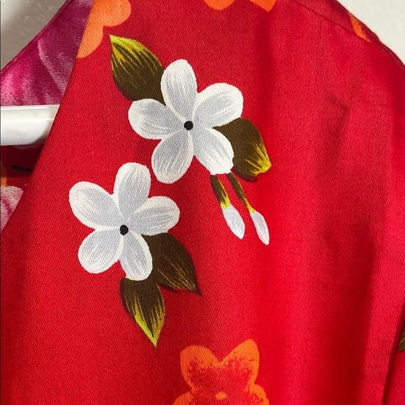 Ui Maika Vintage 60s Red Hawaiian Maxi Sundress 100% cotton - Picture 3 of 9